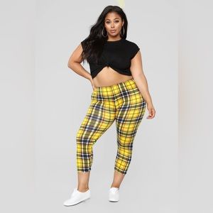 As If Plaid Leggings - Yellow